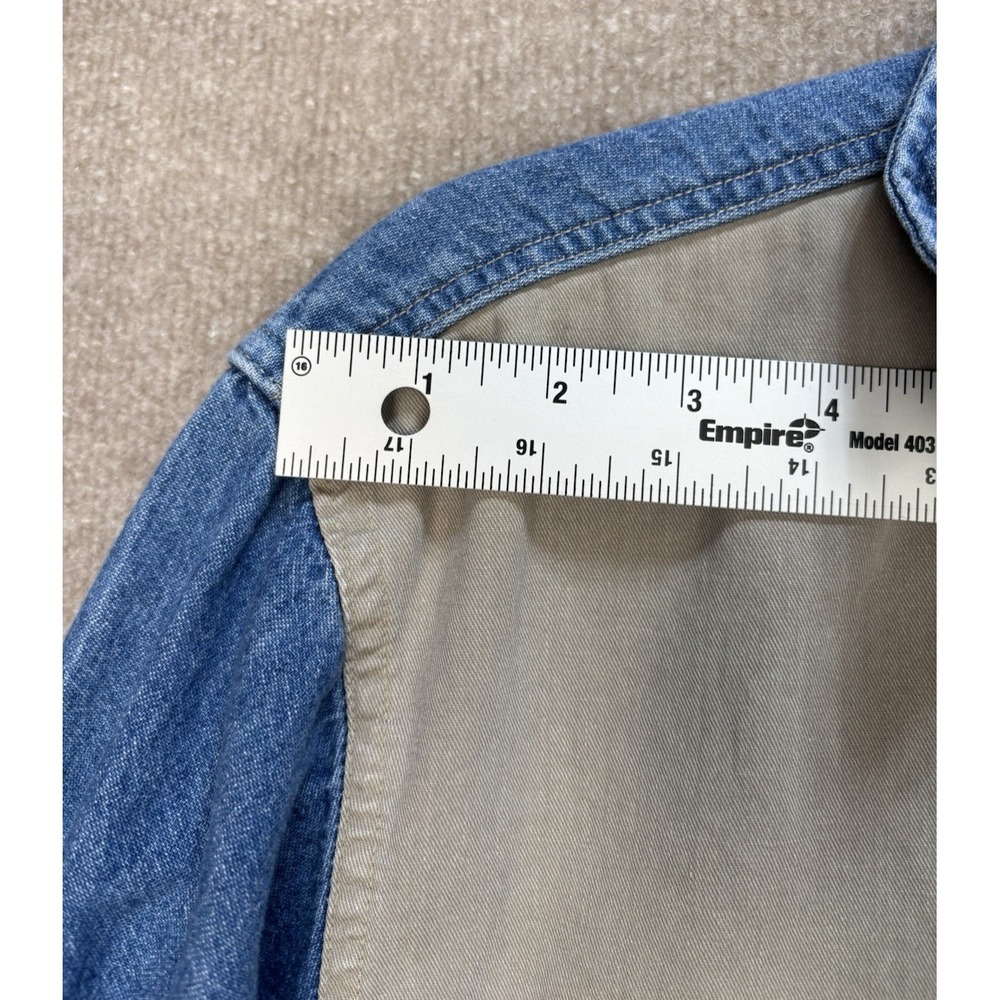 Wrangler Button Down Regular Fit Long Sleeve XL Tails Workwear Blue Brown Shirt - Picture 9 of 13